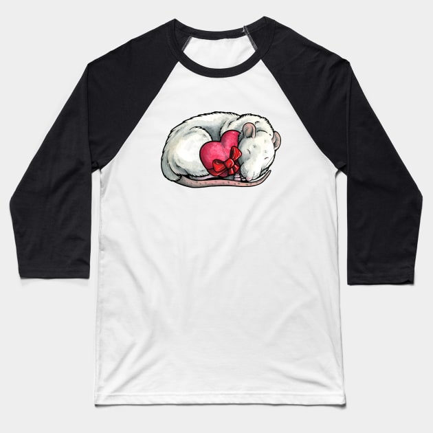 White rat Baseball T-Shirt by animalartbyjess